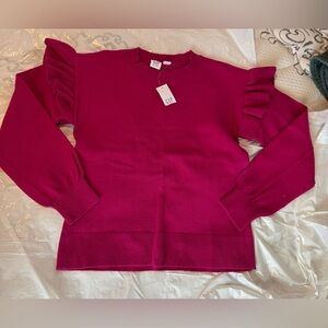 NWT GAP Fuchsia Ruffle Sleeve Knit sweater